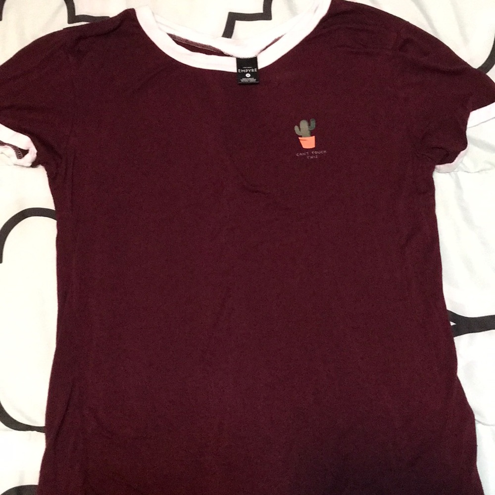 Maroon Cactus top “cant touch this”